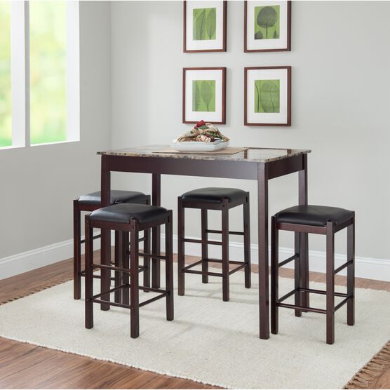 Lancer 5-Pc. Tavern Set Espresso Faux Marble, ESPRESSO, hi-res image number null