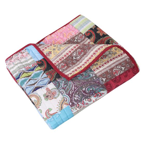 Bohemian Dream Quilted Patchwork Throw Blanket, , on-hover image number null
