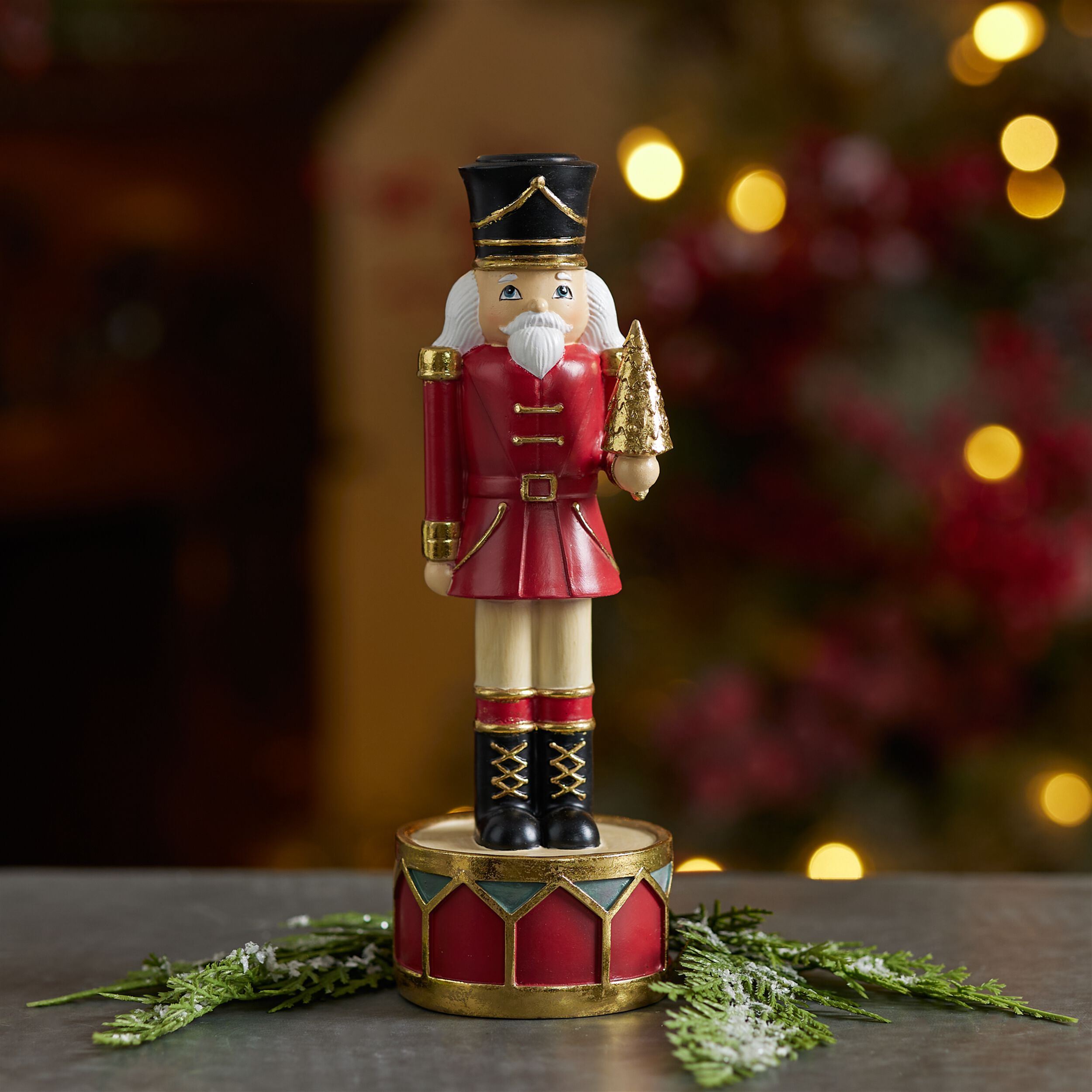 Nutcracker Soldier Candle Holder (Set of 2), RED GOLD BLACK, alternate image number 1