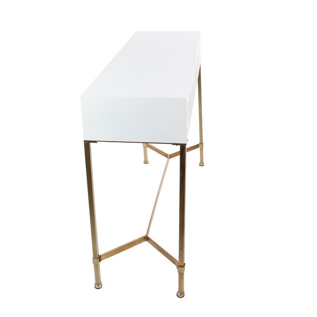 White Glam Metal Console Table, 31 x 47, , alternate image number null