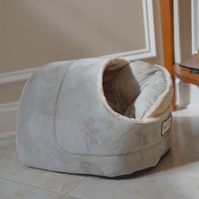 Faux Suede, Faux Fur Pet Cat Dog Cave Pet Bed, Sage Green/ Beige, , alternate image number 4