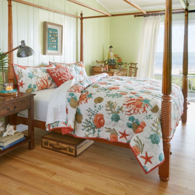 Coastal 3-Pc. Quilt Set, CORAL MULTI, hi-res image number null