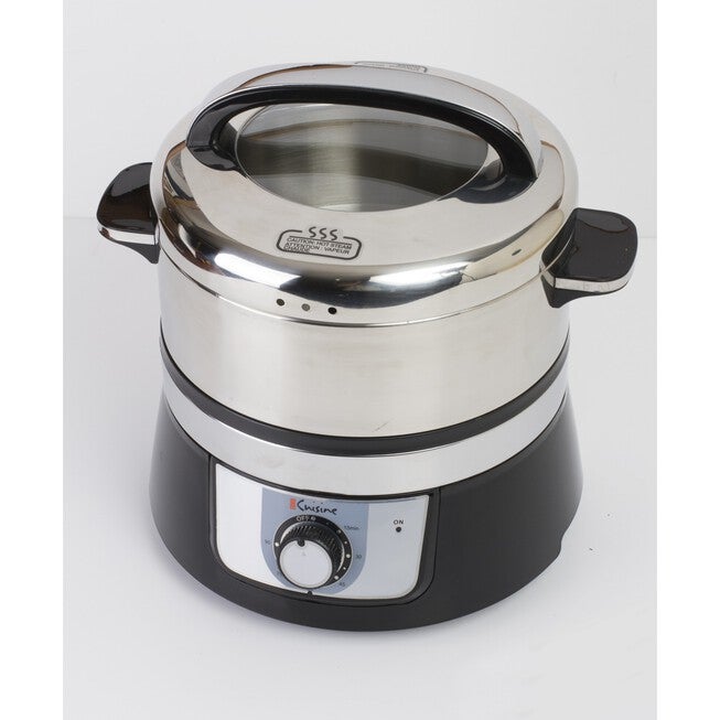 Euro Cuisine Stainless Steel Electric Food Steamer, WHITE AND STAINLESS, hi-res image number 0