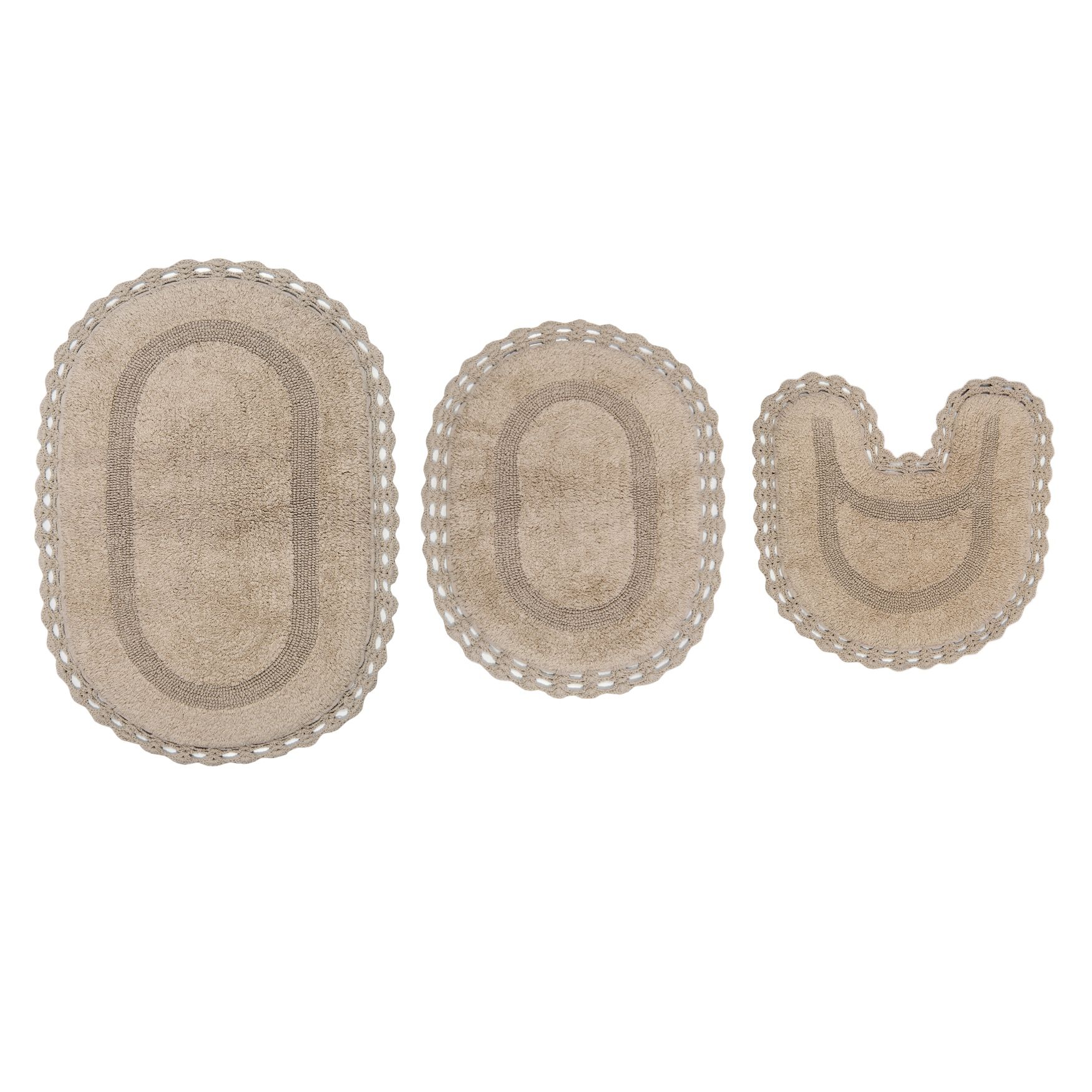Hampton Crochet 3-Pc. Bath Mat Set, LINEN, hi-res image number 0