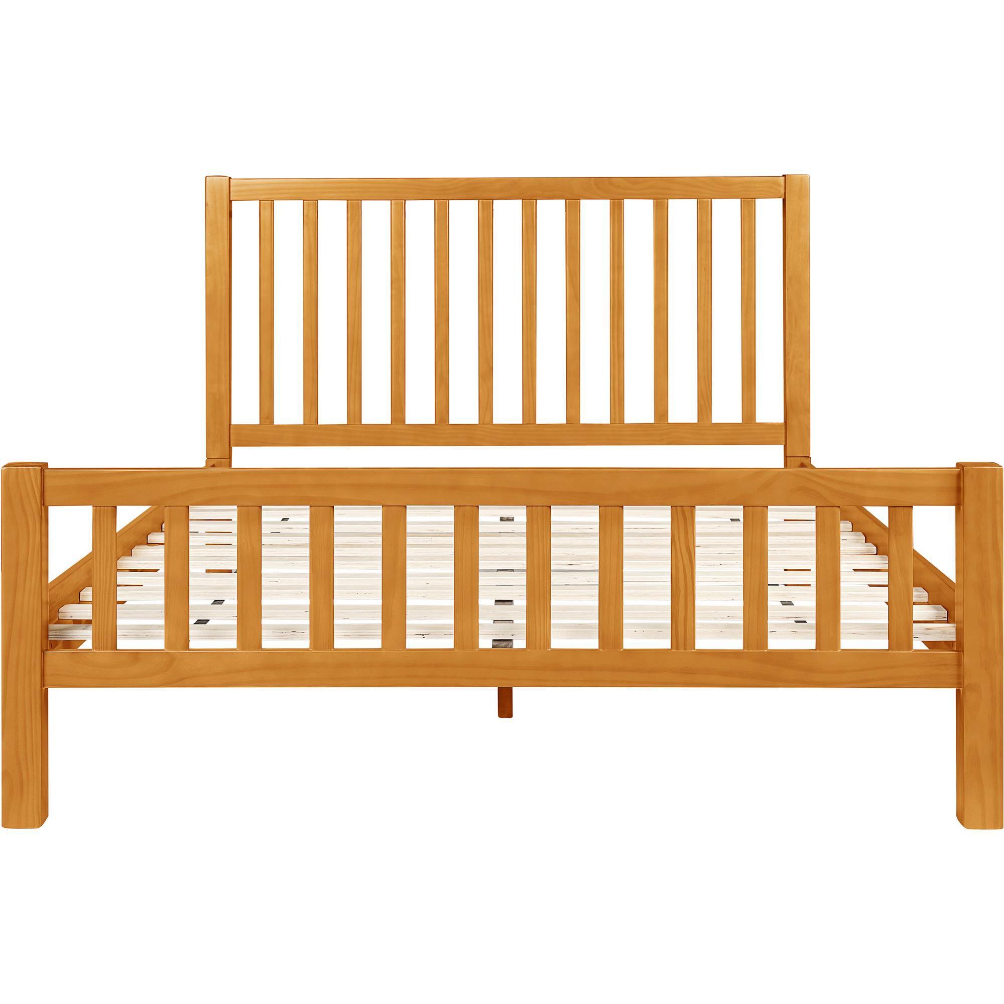 Hampton Wooden Platform Bed in Oak, Queen, OAK, alternate image number 3