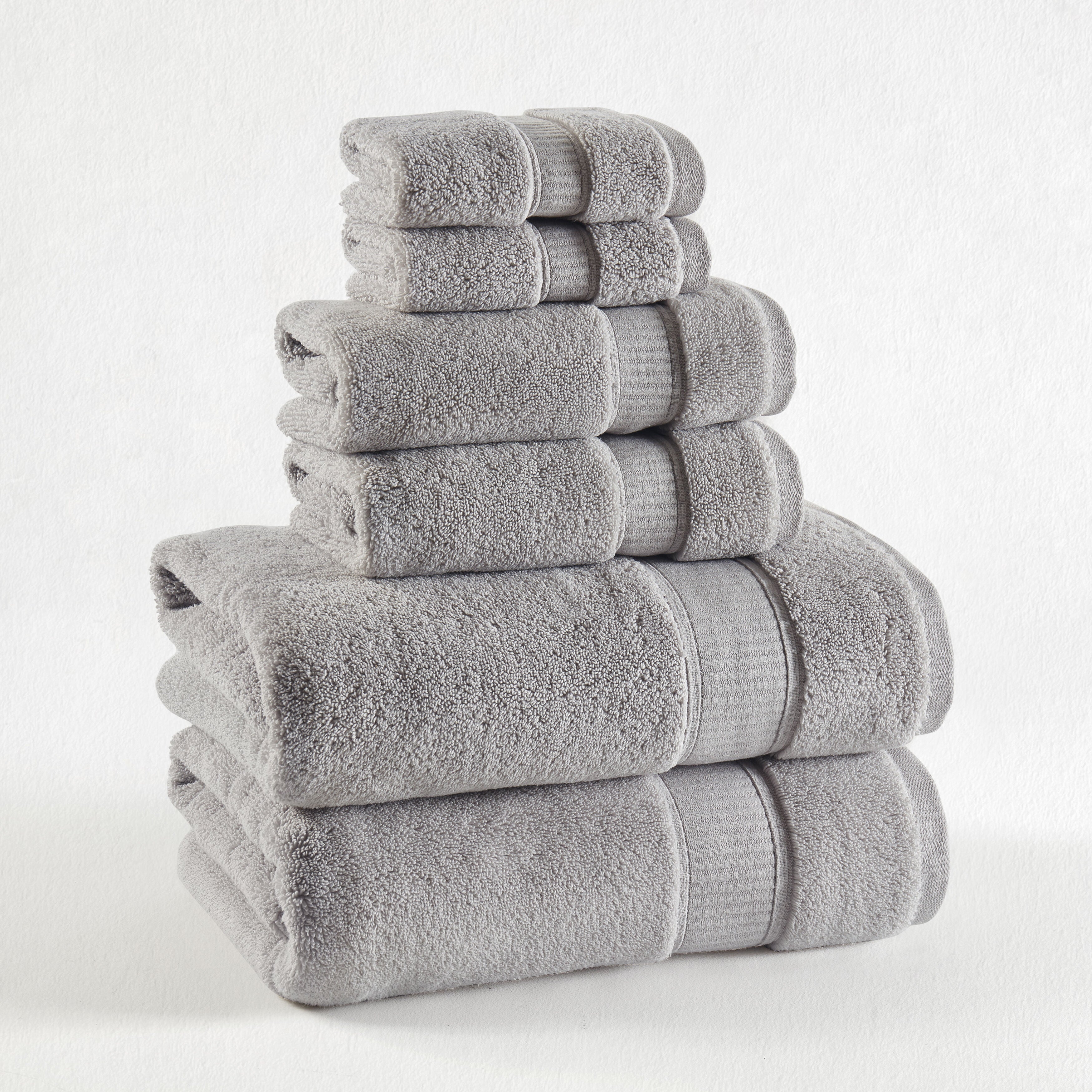 BELMORE 6PC. TOWEL SET, PLATINUM, hi-res image number 0