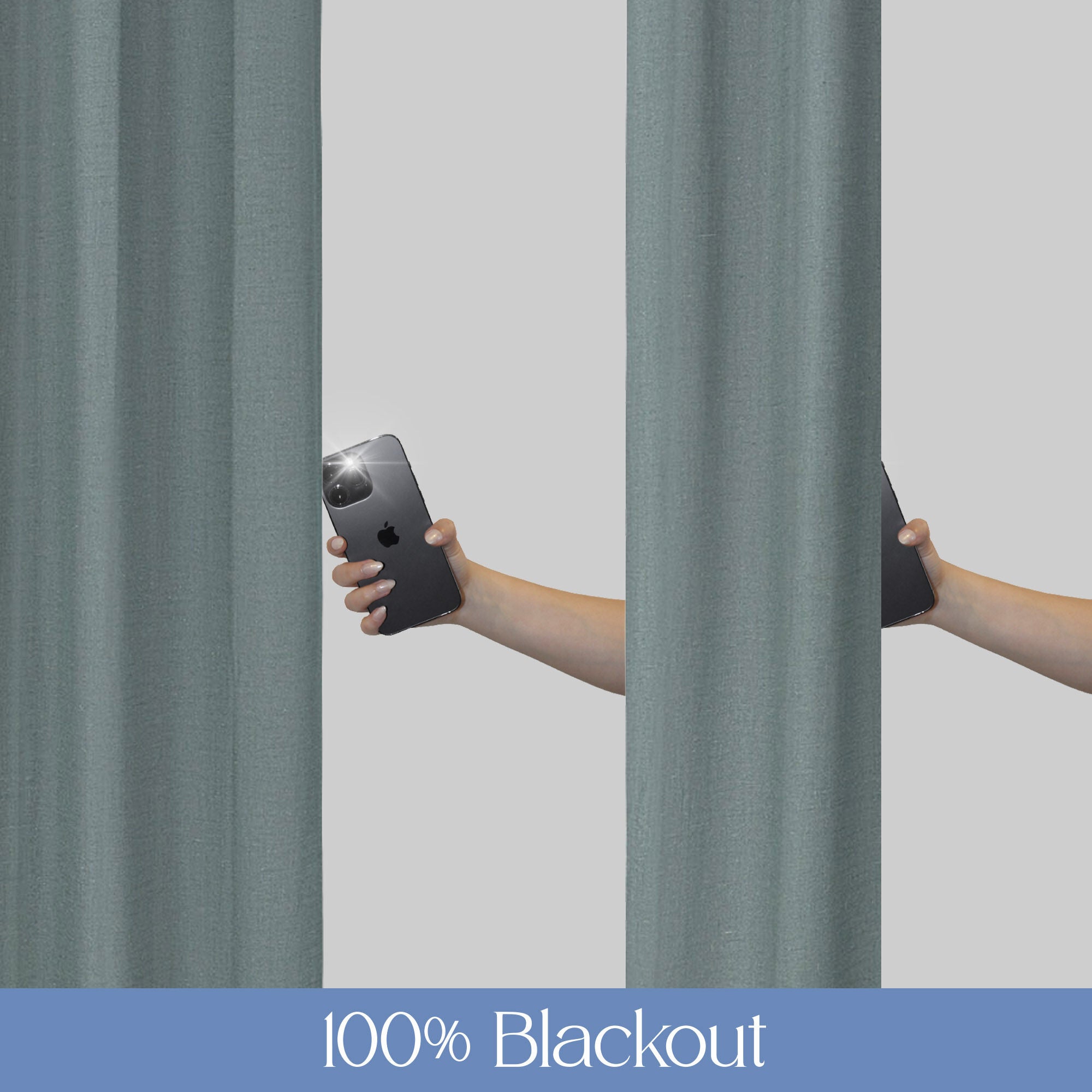 Linen Slub 100% Blackout Grommet Pair, RIVER BLUE, alternate image number 4