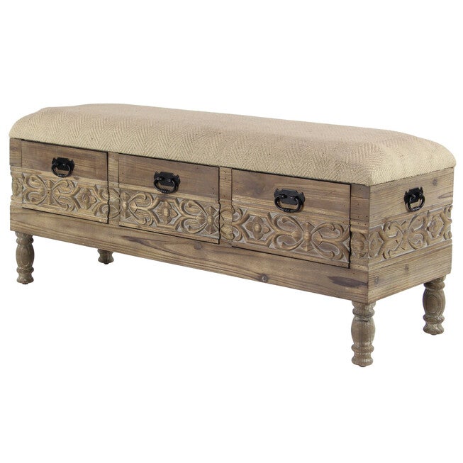 Brown Chinese Fir Farmhouse Bench, 20x47x16, BROWN, hi-res image number 0