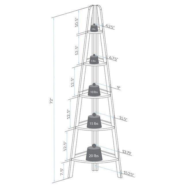 5-Shelf Corner Ladder Bookcase-Espresso, , alternate image number 6