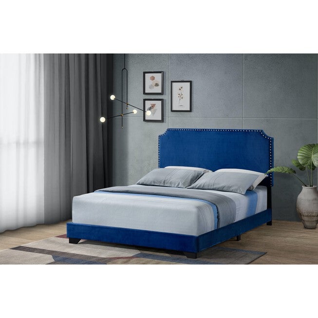 Queen Bed Bedroom, BLUE FABRIC, hi-res image number 0