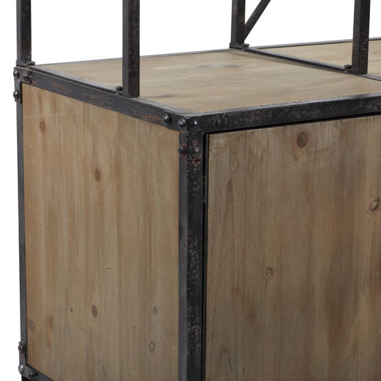 Industrial Rectangular Brown Wood and Metal Multi-Tiered Clothing Rack, 72"H x 44"L x 17"W, , alternate image number null