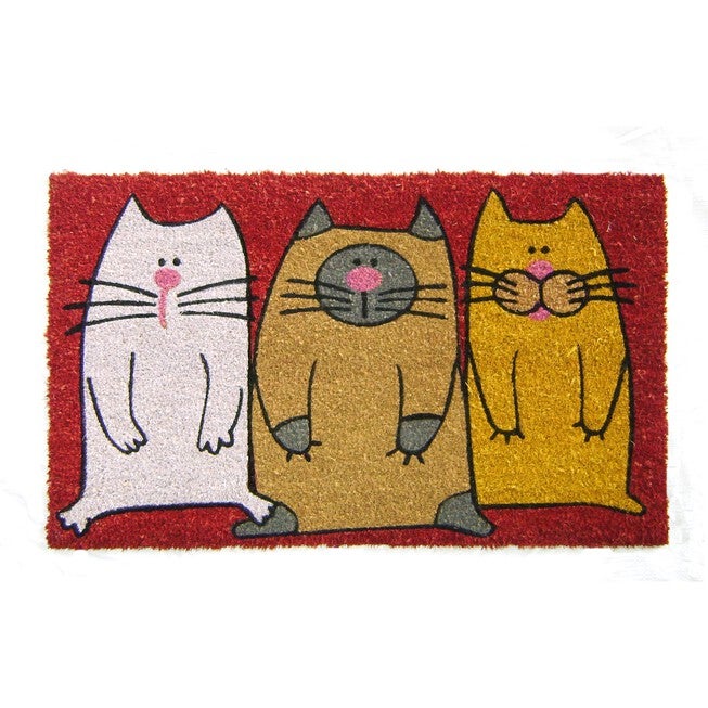 Three Colorful Cats Coir Mat With Vinyl Backing Floor Coverings, MULTI, hi-res image number 0