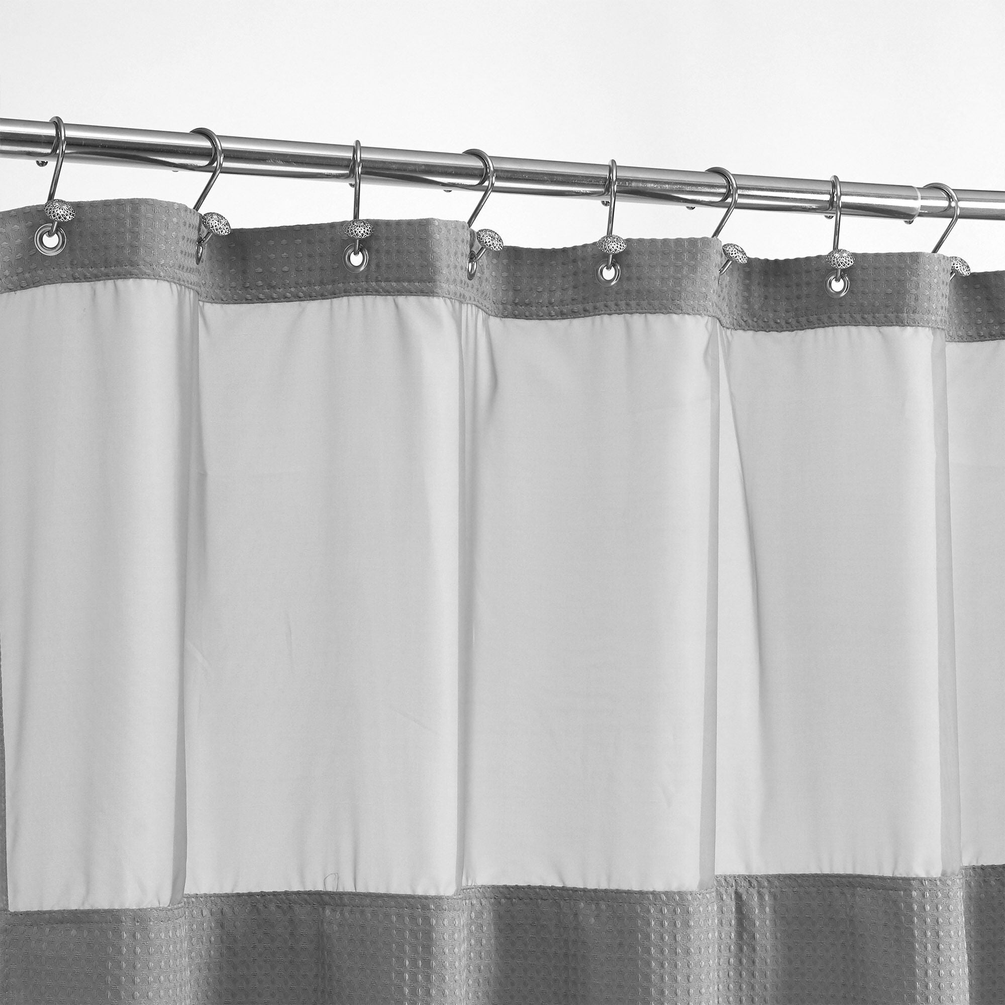 Dobby Waffle Shower Curtain with Snap-in Liner, Hooks included, GRAY, alternate image number 3