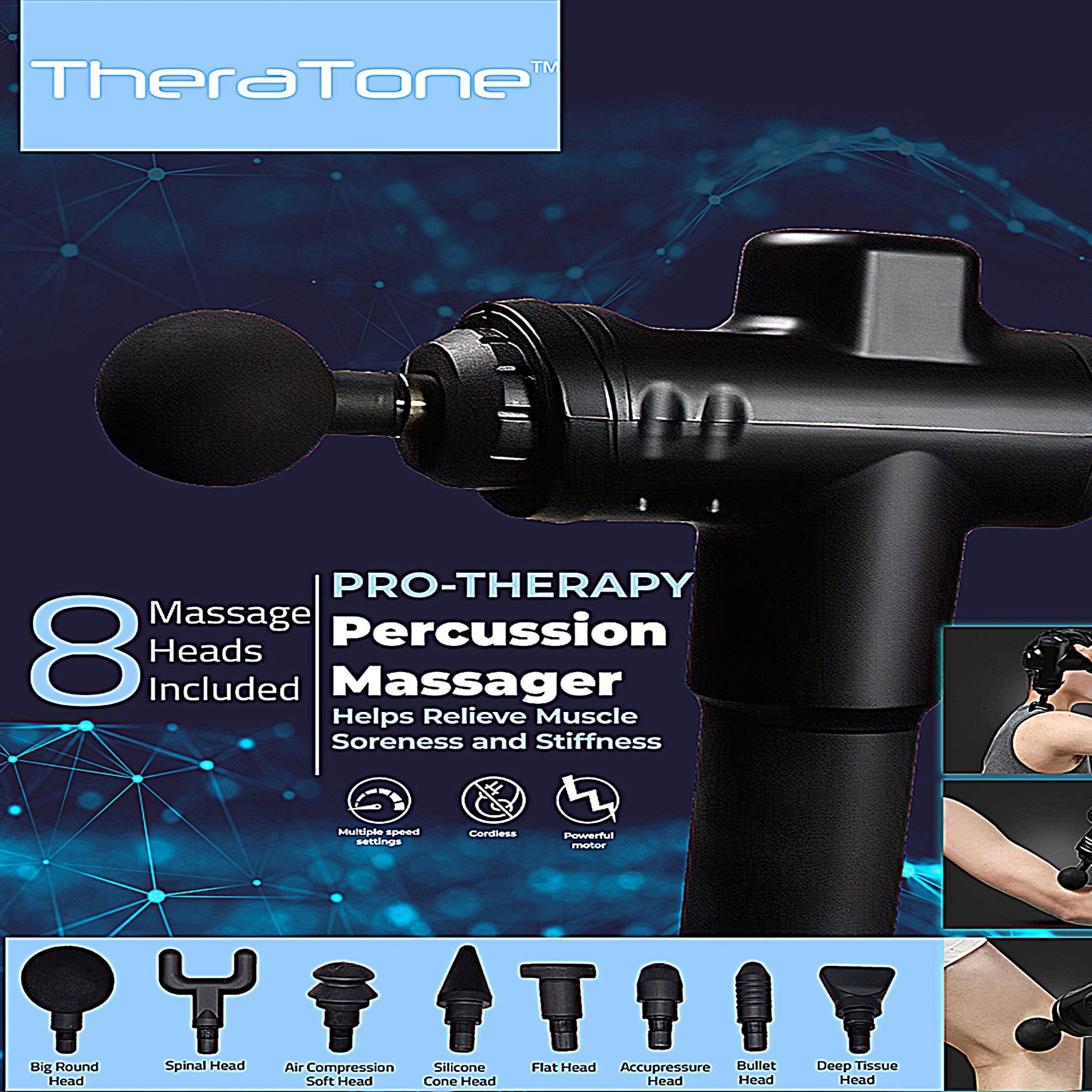 Theratone Pro-Therapy Percussion Massager Wellness, , alternate image number 3
