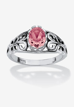 Sterling Silver Swirl Simulated Birthstone Ring