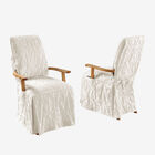 Matelasse Long Dining Room Chair Cover with Arms, WHITE, hi-res image number null