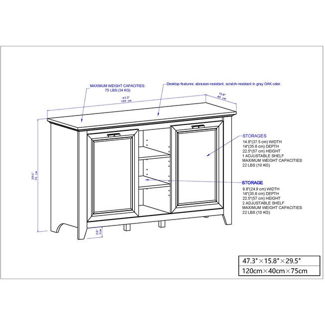 Kenneth 2 Door Credenza File Cabinet File Cabinet, , alternate image number null