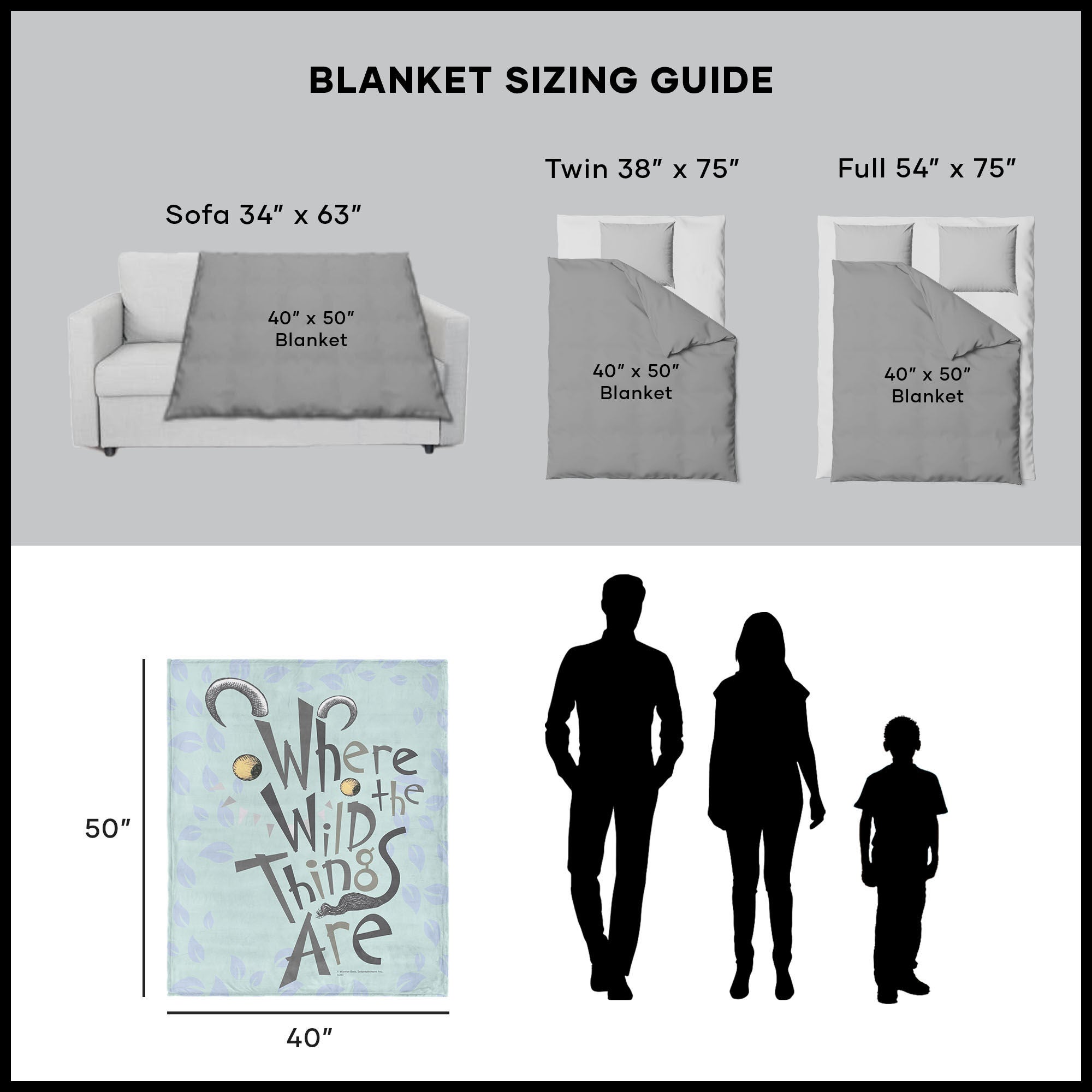 Warner Bros. Where the Wild Things Are In the Leaves Silk Touch Throw Blanket 40x50 Inches, BLUE, alternate image number 5