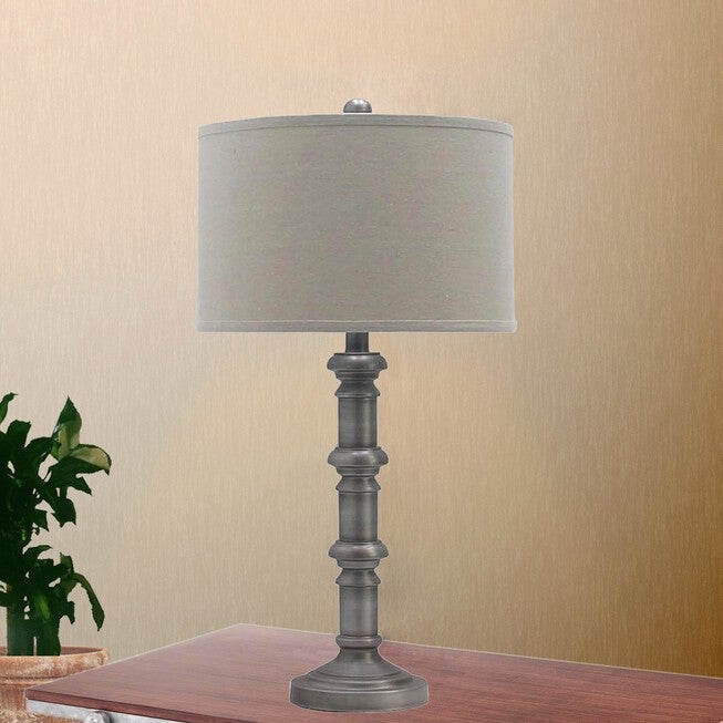 31 inches Antique Silver Metal Table Lamp, Set 2, , on-hover image number null
