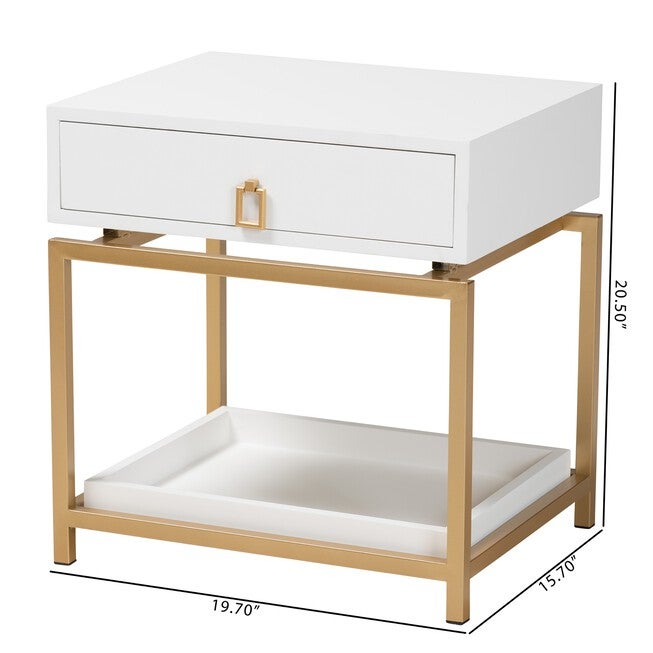 Melosa Modern Glam And Luxe 1-Drawer End Table, , alternate image number null