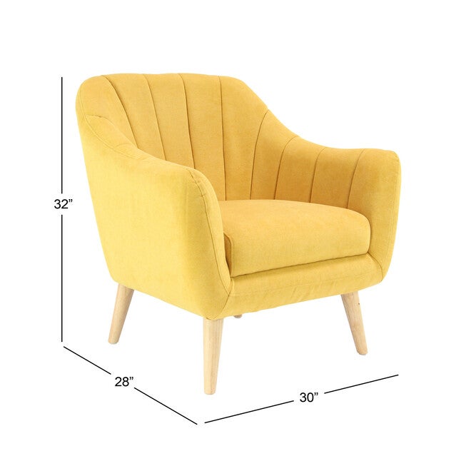 Yellow Polyester And Wood Modern Accent Chair Accent Chair, , alternate image number null