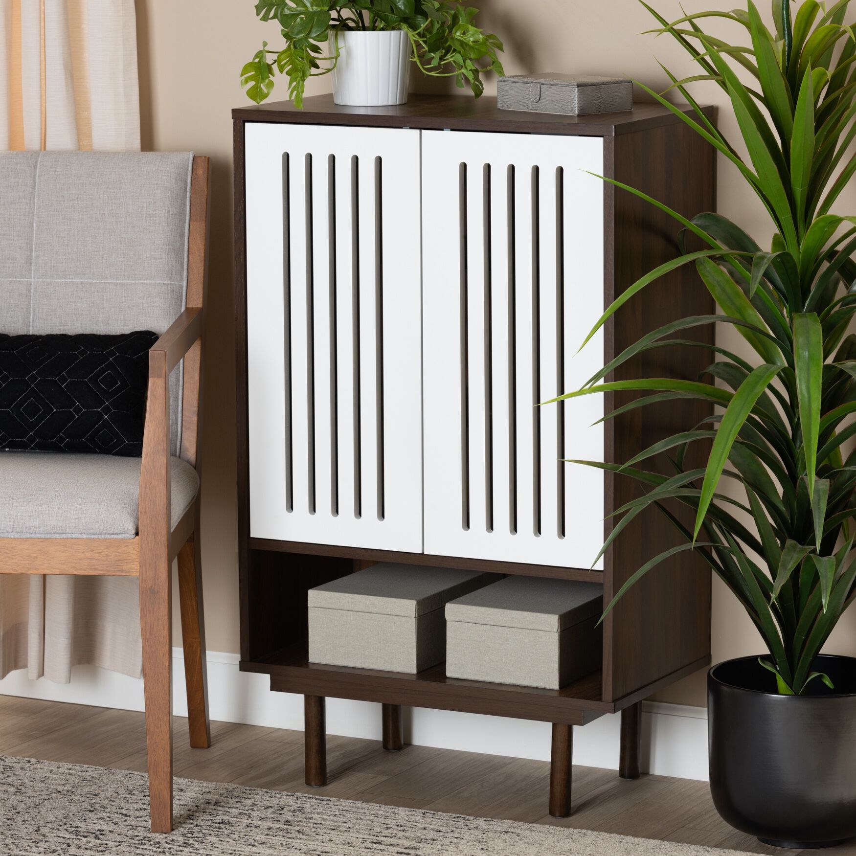 Meike Wood 2-Door Shoe Cabinet Furniture, , alternate image number 6