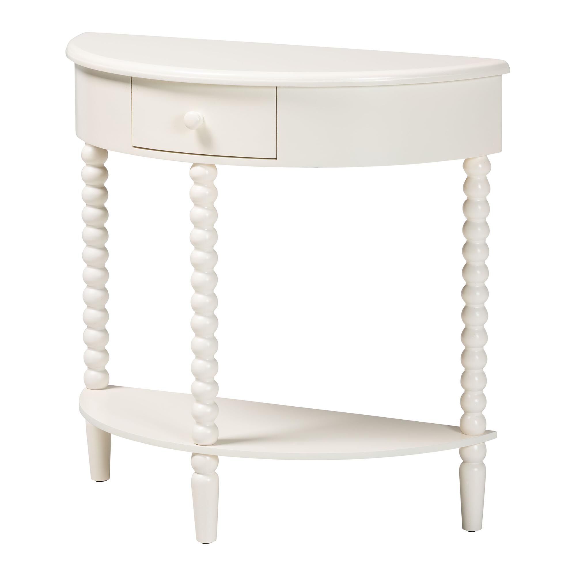 Raynera Bobbin-Leg Demilune Console Table, WHITE, alternate image number 1