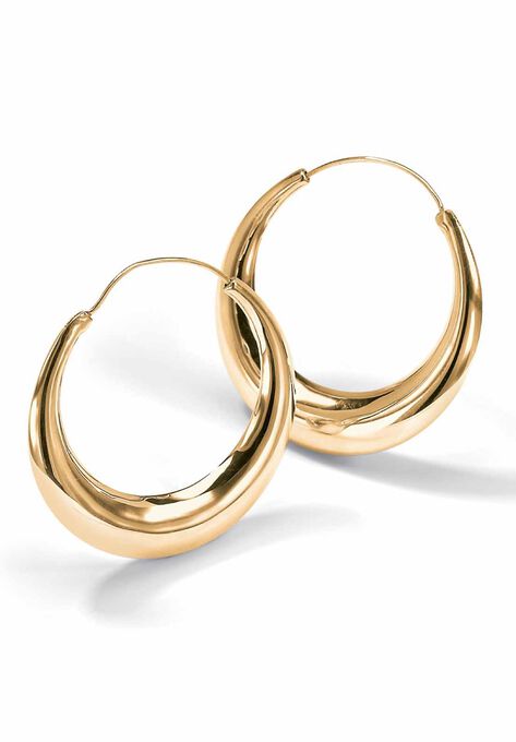 Yellow Gold over Sterling Silver Puffed Hoop Earrings (47mm), , alternate image number null