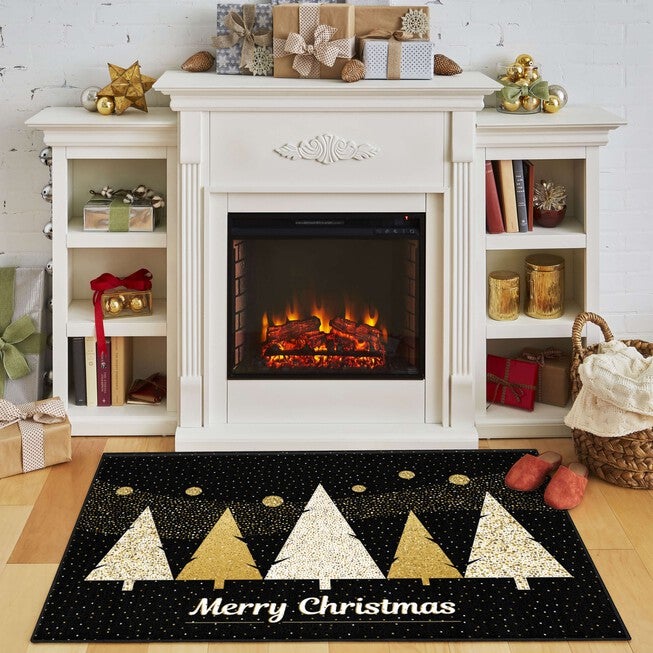 Merry Polkadot Trees Gold Kitchen Rug, , alternate image number 5