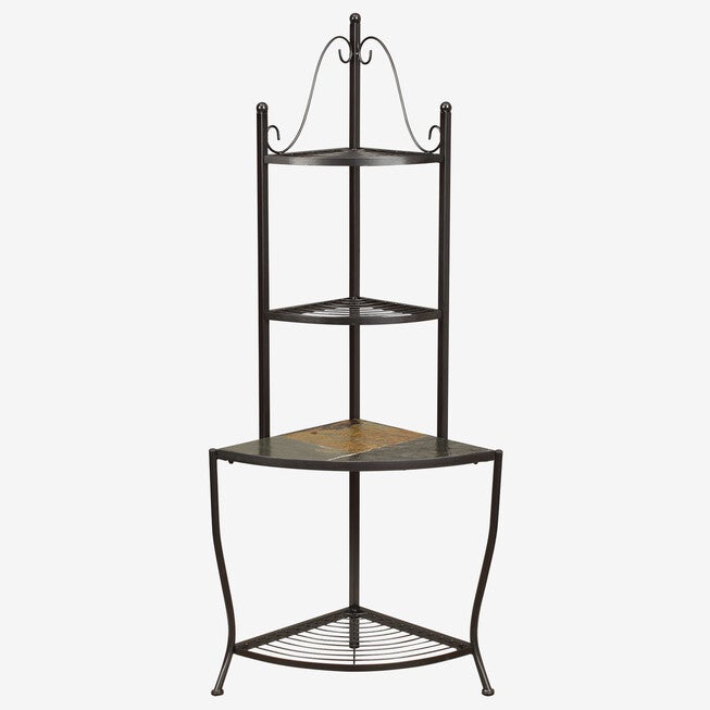 Corner Baker's Rack with Slate Top, BLACK METAL, hi-res image number 0
