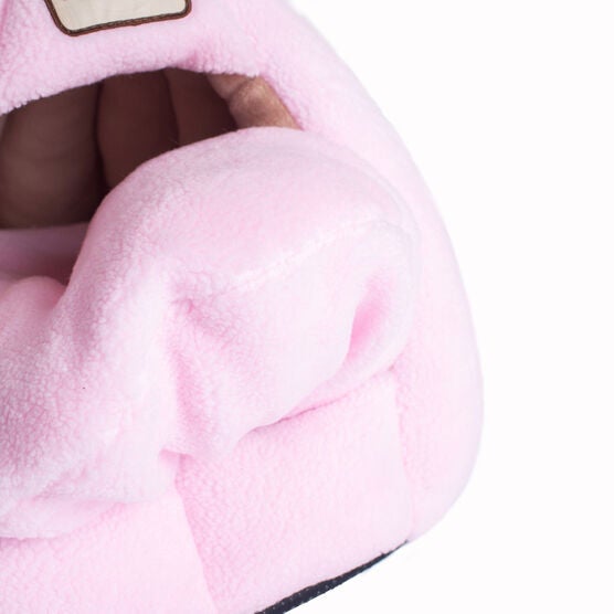 Plush Faux Fleece Cave Cat dog Bed, Soft PInk, , alternate image number null