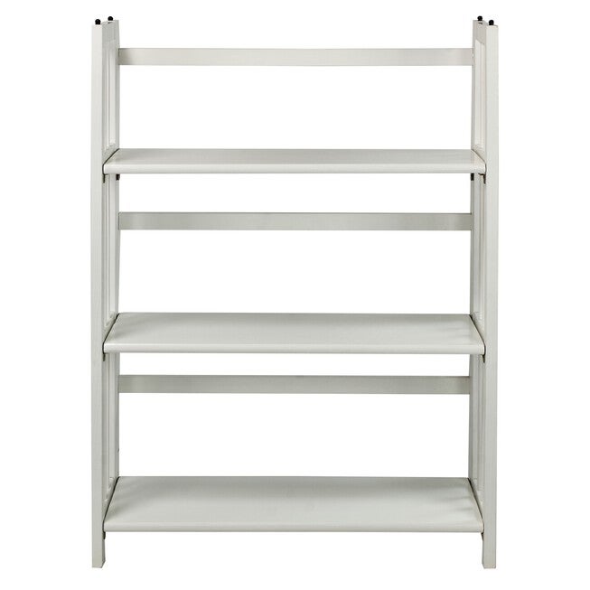 3-Shelf Folding Stackable Bookcase 27.5 inches Wide-White, WHITE, hi-res image number 0