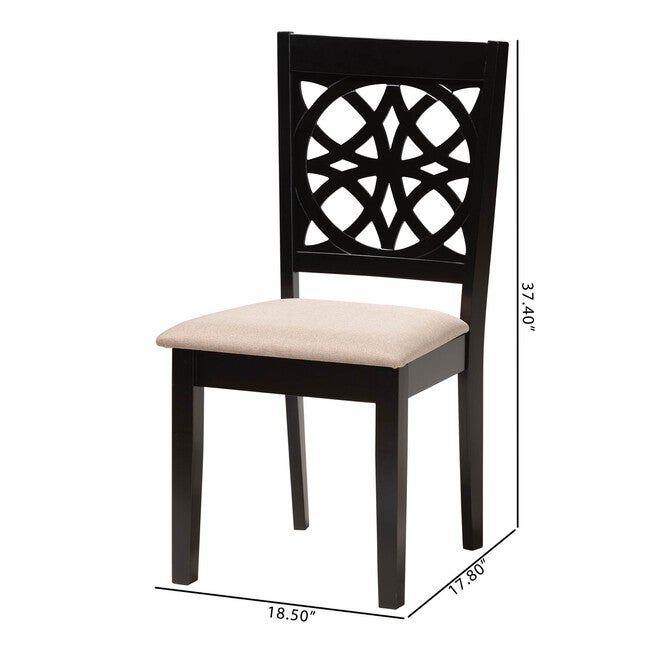 Abigail Modern Beige Fabric And Dark Brown Finished Wood 2-Piece Dining Chair Set, , alternate image number null