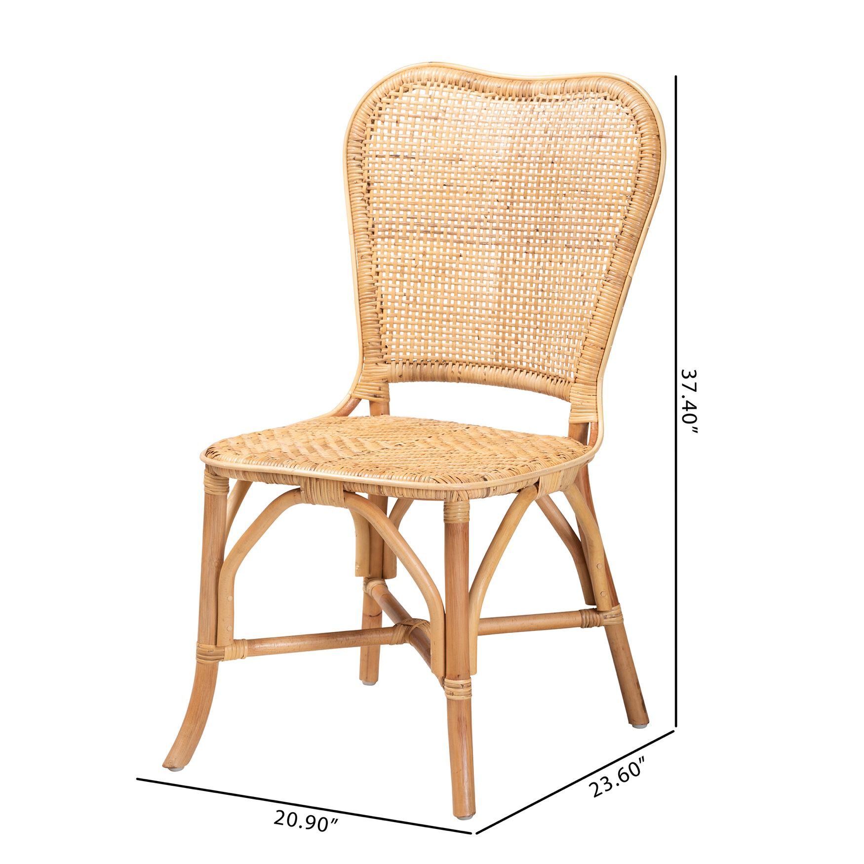 Irene Modern Bohemian Natural Rattan Dining Chair, , alternate image number 15