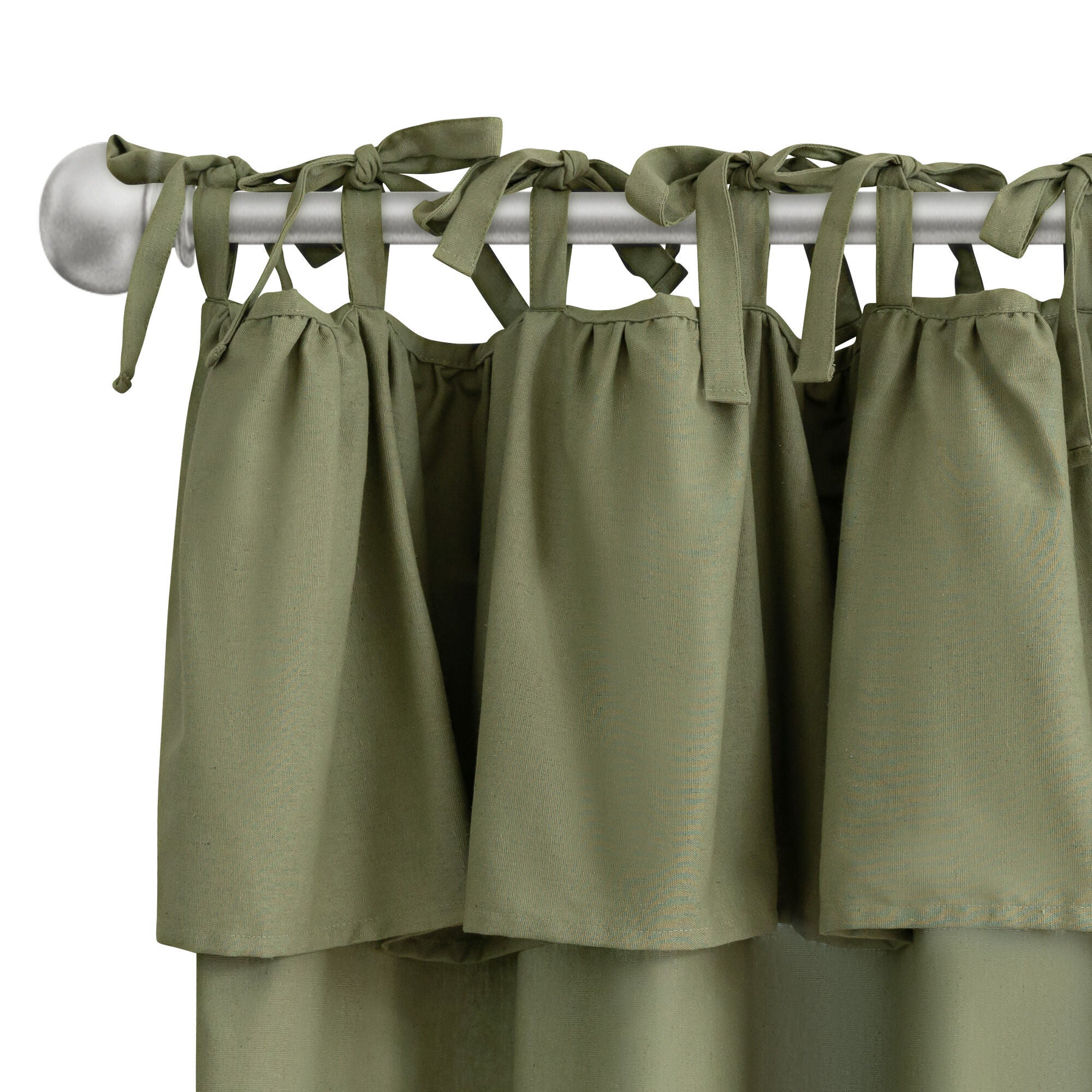 Recycled Cotton Blend Ruffle Tie Top Curtain Pair, OLIVE, alternate image number 5