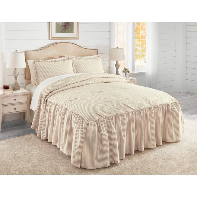 Ticking Stripe Ruffle Bedspread Collection, , hi-res image number null