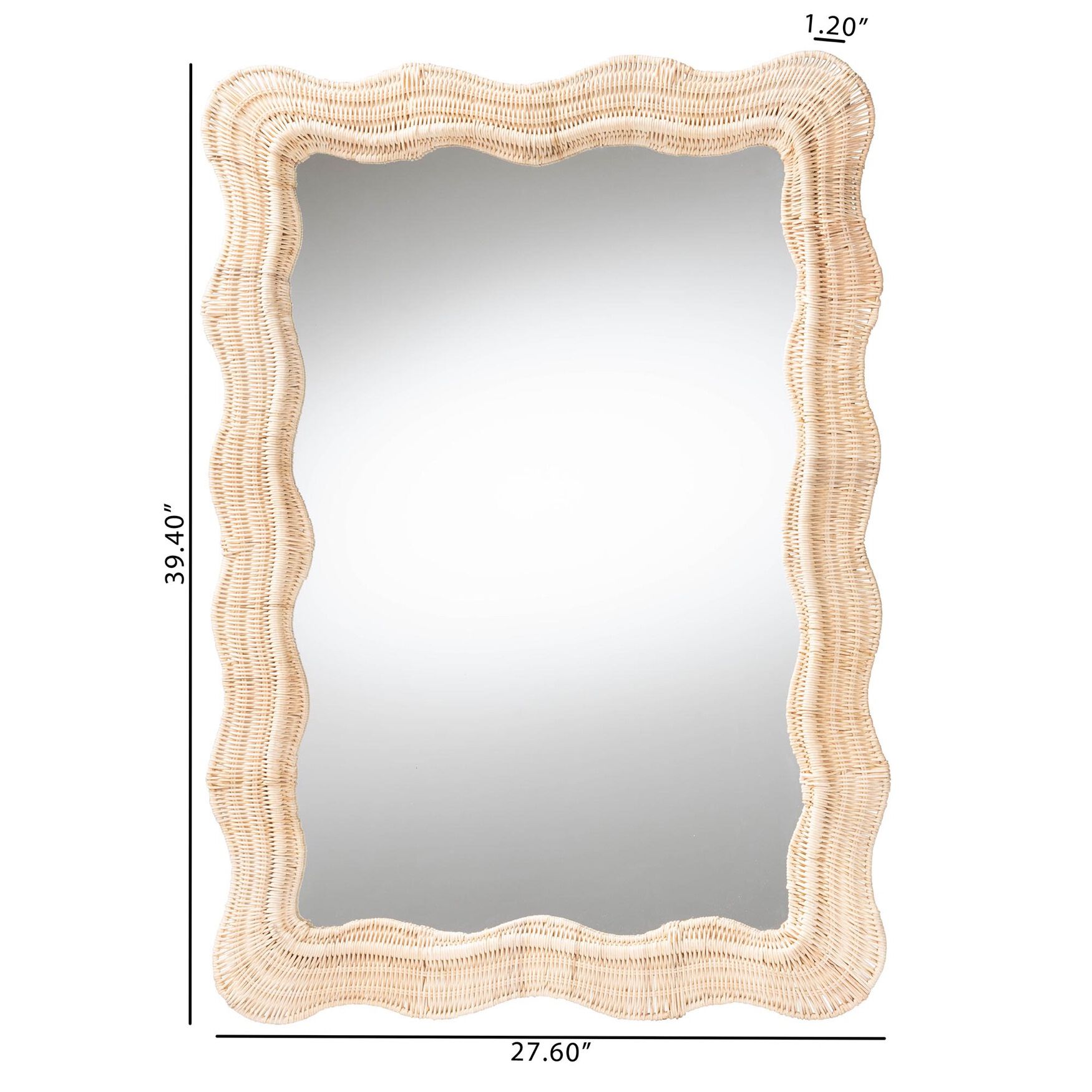 Hasana Bohemian Natural Scallop Rattan Accent Wall Mirror, , alternate image number 7