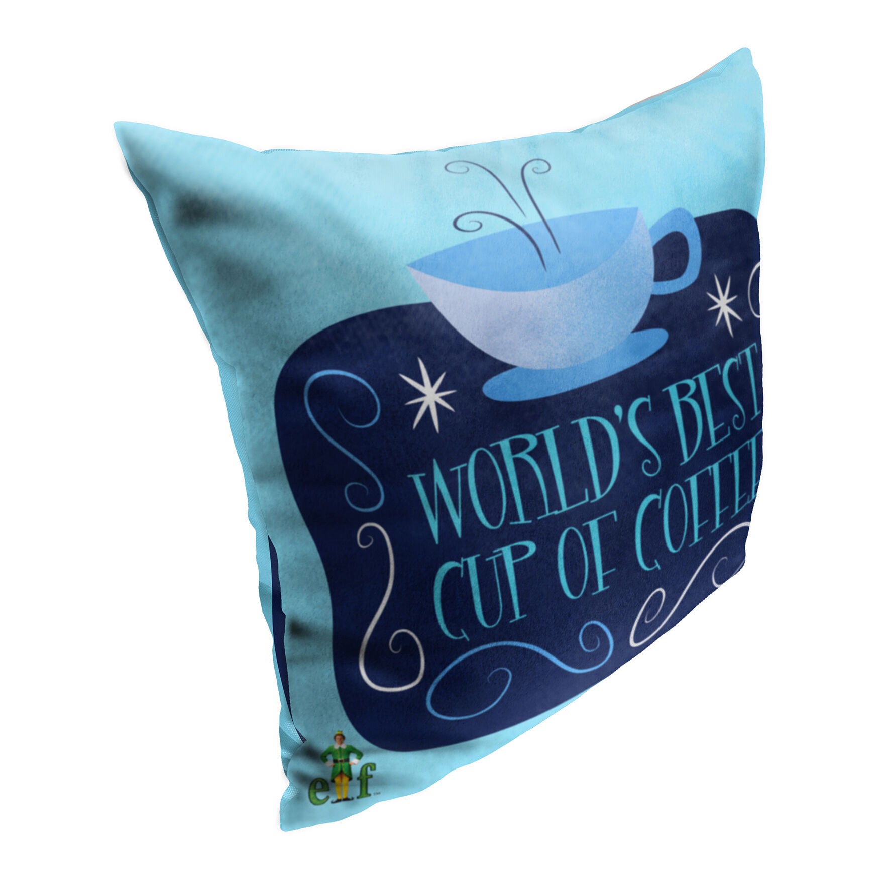 Wb Elf World'S Best Coffee Printed Throw Pillow, , on-hover image number 1