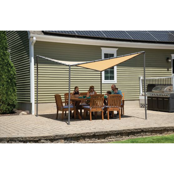 10x10 Del Ray Gazebo Canopy Charcoal Frame Tan Cover, TAN, hi-res image number null