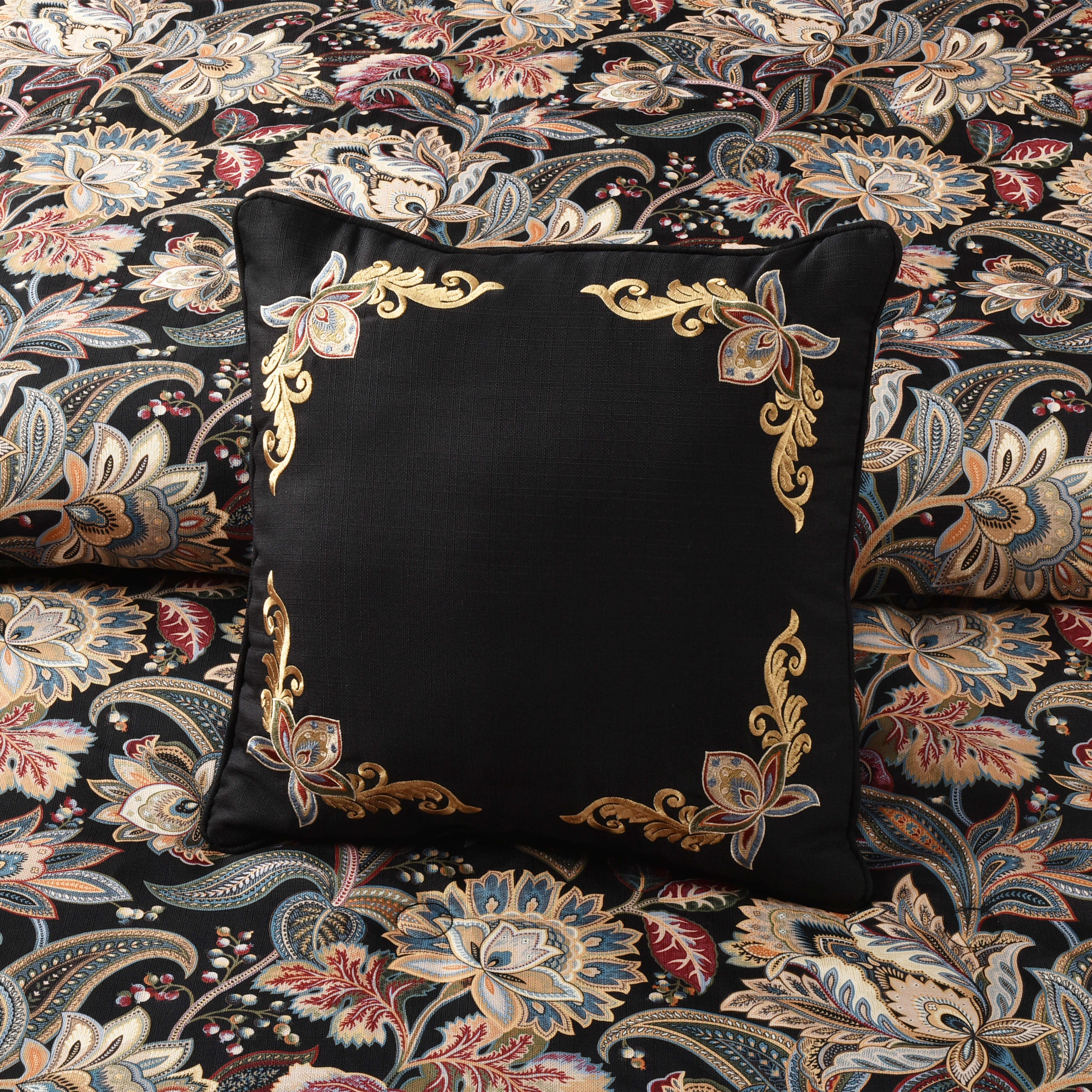 Calabria 18 Inch Square Decorative Throw Pillow, BLACK, alternate image number 1
