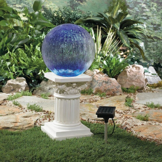 Color-Changing Crackle Glass Ball on Column, , alternate image number null