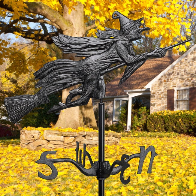 Flying Witch Garden Weathervane, BLACK, hi-res image number 0