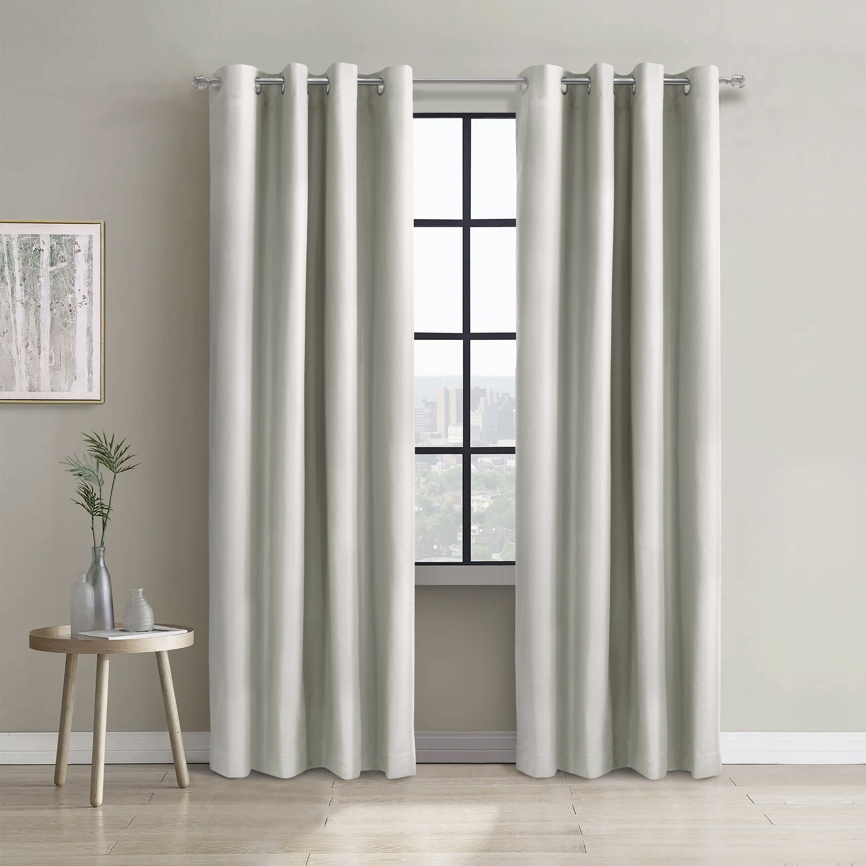 Alpine Blackout Grommet Curtain Panel, WHITE, hi-res image number 0