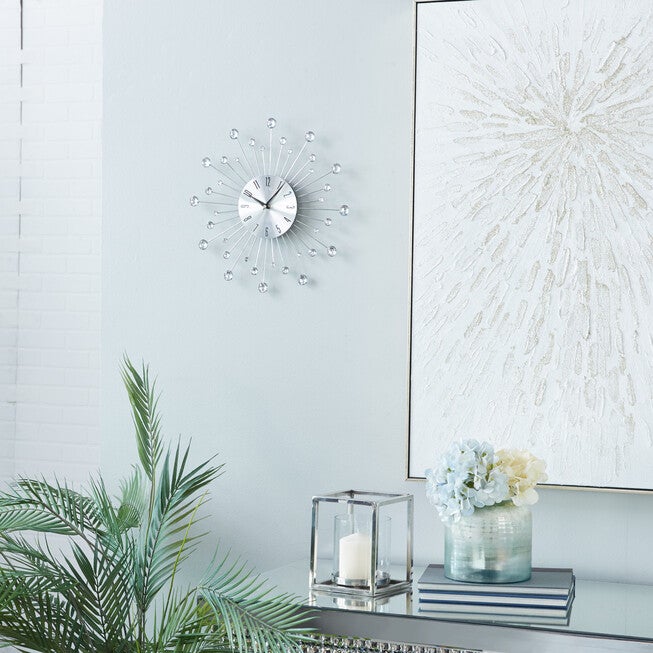 Silver Glam Metal Wall Clock, , alternate image number null
