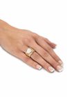Gold over Sterling Silver Simulated Pearl and Cubic Zirconia Ring, , on-hover image number 1