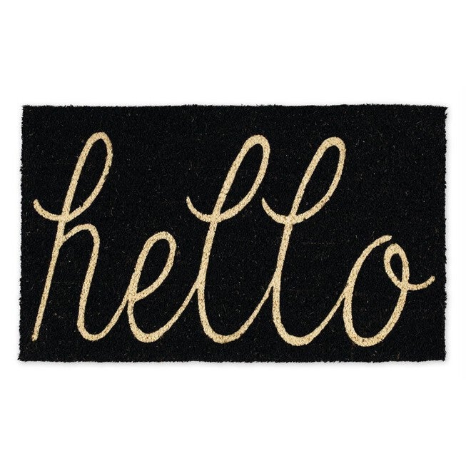 Black Hello Doormat, BLACK, hi-res image number 0