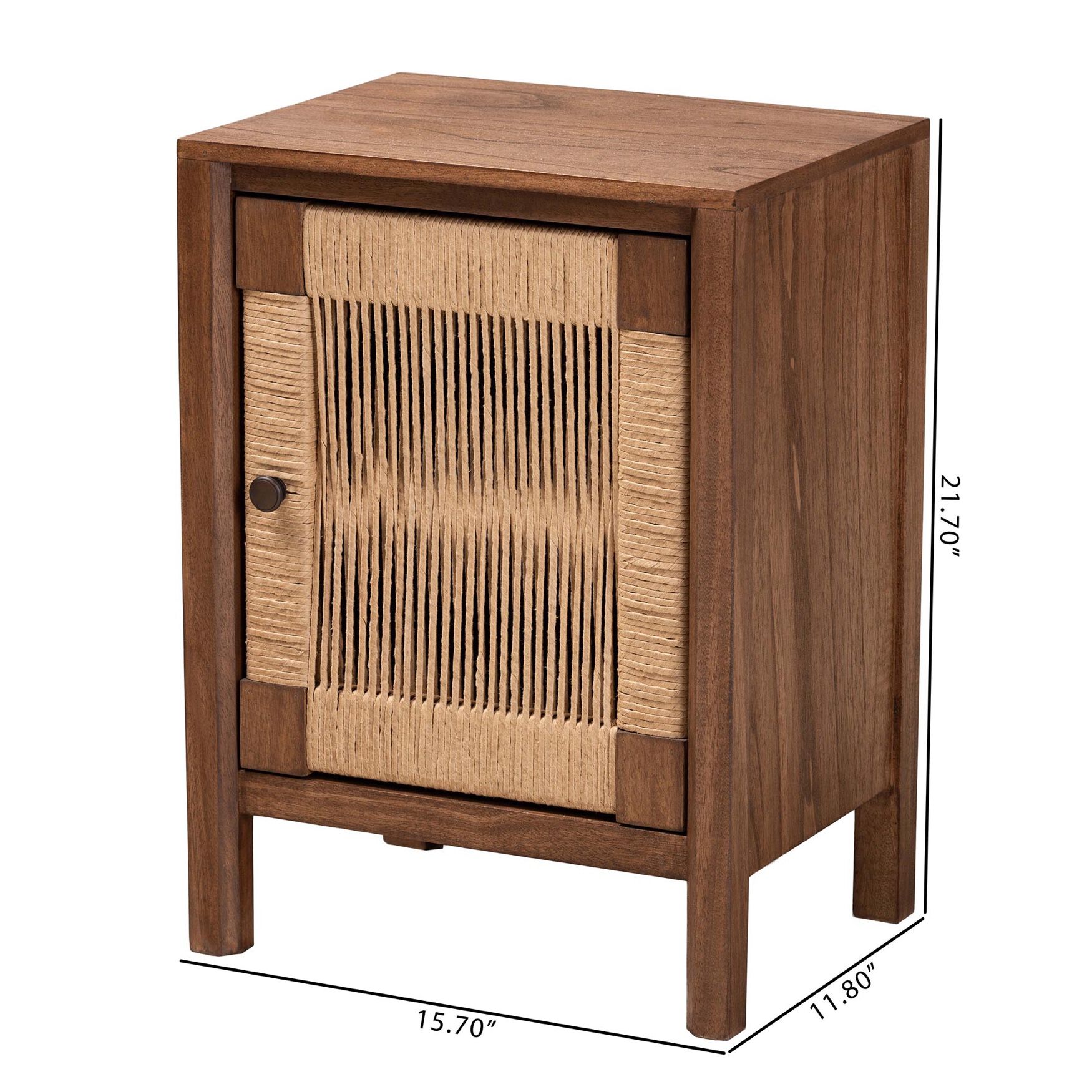 Holitz Modern Bohemian Walnut Brown Finished Bayur Wood Nightstand, , alternate image number 15