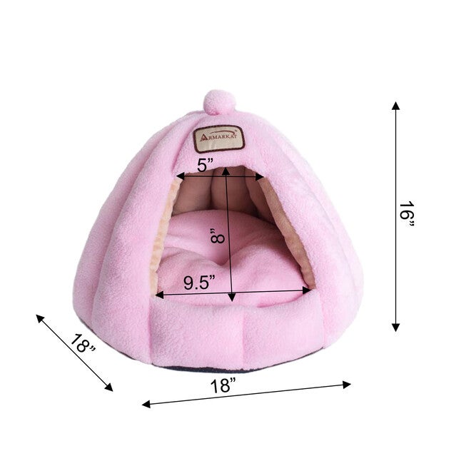 Plush Faux Fleece Cave Cat dog Bed, Soft PInk, , alternate image number 5