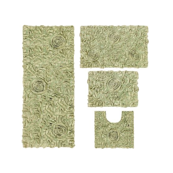 Bellflower 4-Pc. Bath Rug Set Ivory, GREEN, hi-res image number null