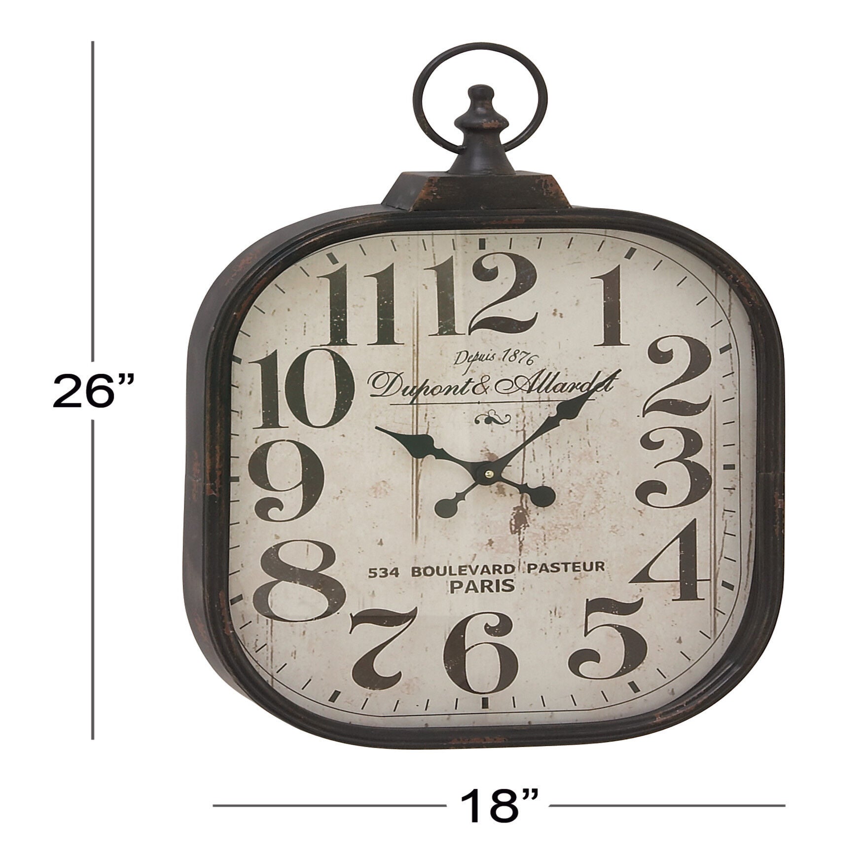 Black Vintage Metal Wall Clock, , alternate image number 6